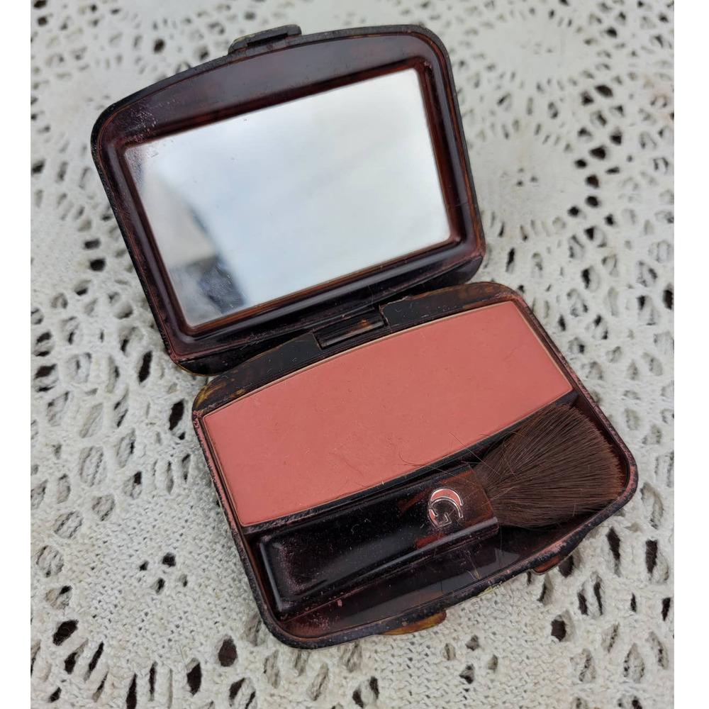Vintage CG Covergirl Tortoise Shell Brown Makeup Blush Compact w/ Mirror